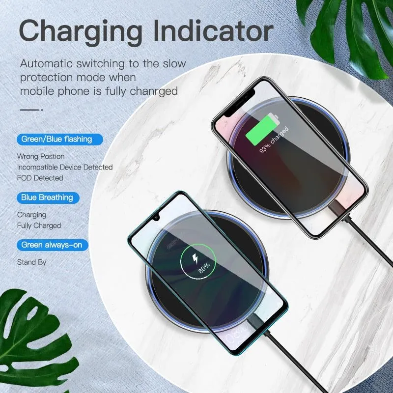 10W Qi Wireless Charger For iPhone X/XS Max XR 8 Plus Mirror Wireless Charging