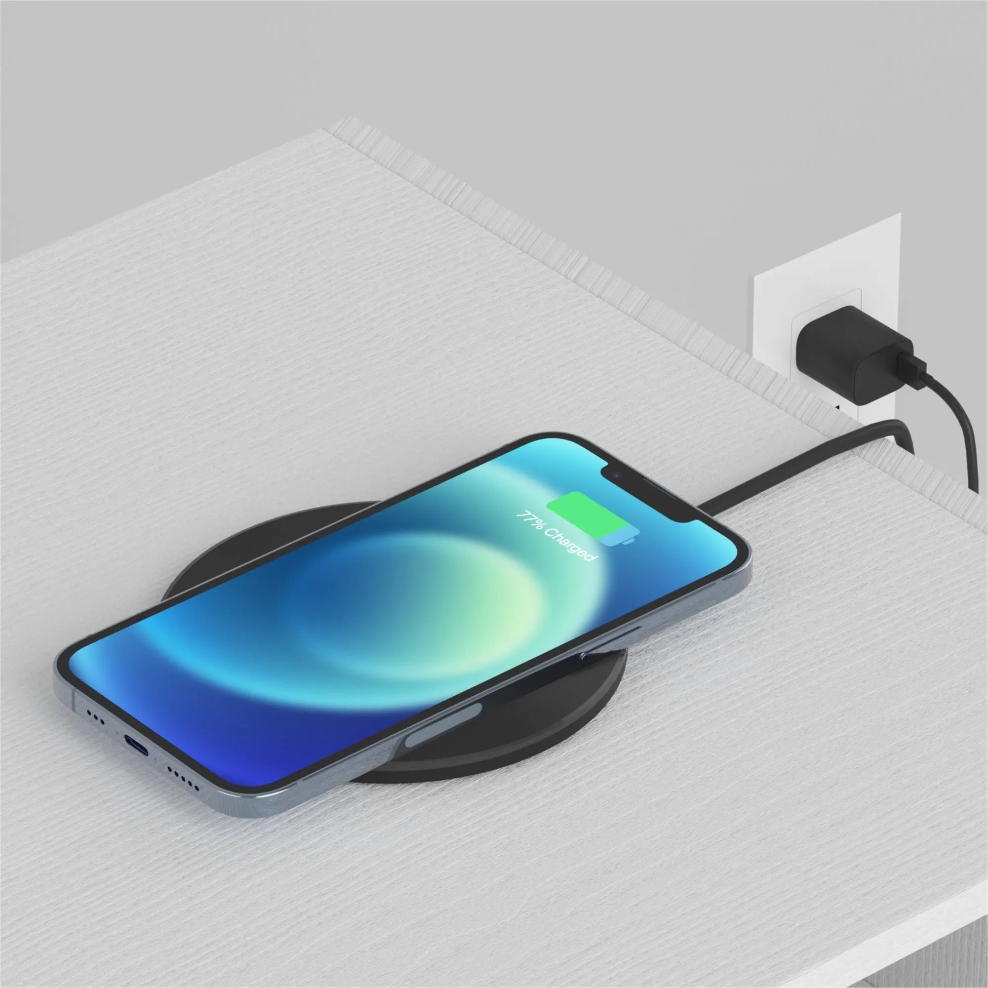 15W Qi Wireless Charging Pad with AC - Black