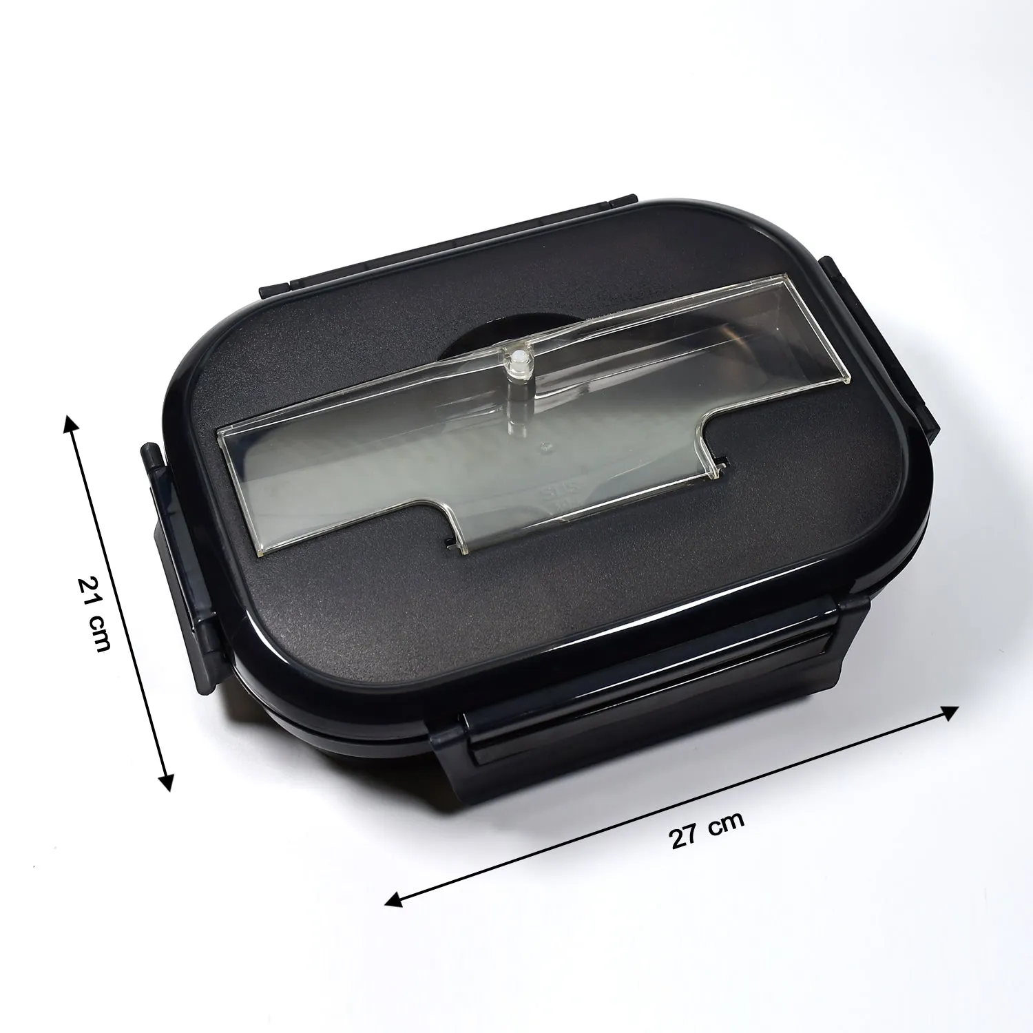 2042 Black Lunch Box for Kids and adults, Stainless Steel Lunch Box with 3 Compartments With spoon slot.