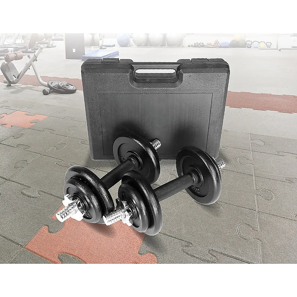 20kg Portable Dumbbell Set, Chrome Bars & Case