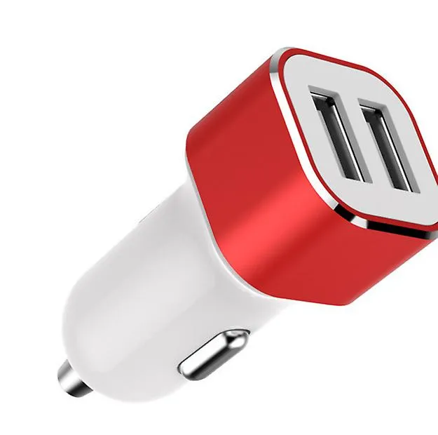 2Pcs red Quick Charge Car dual-port usb car charger, multi-function cigarette lighter AZ21942