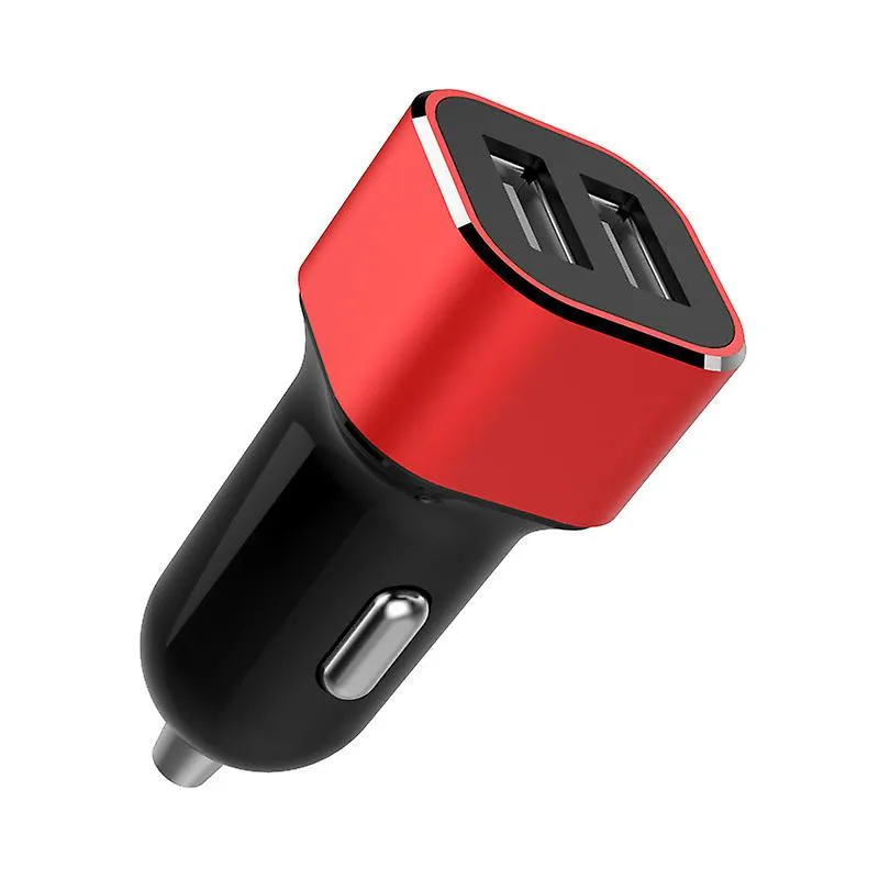 2Pcs red Quick Charge Car dual-port usb car charger, multi-function cigarette lighter AZ21942