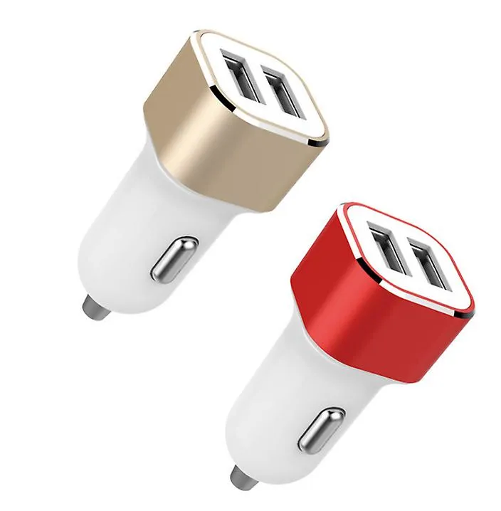 2Pcs red Quick Charge Car dual-port usb car charger, multi-function cigarette lighter AZ21942