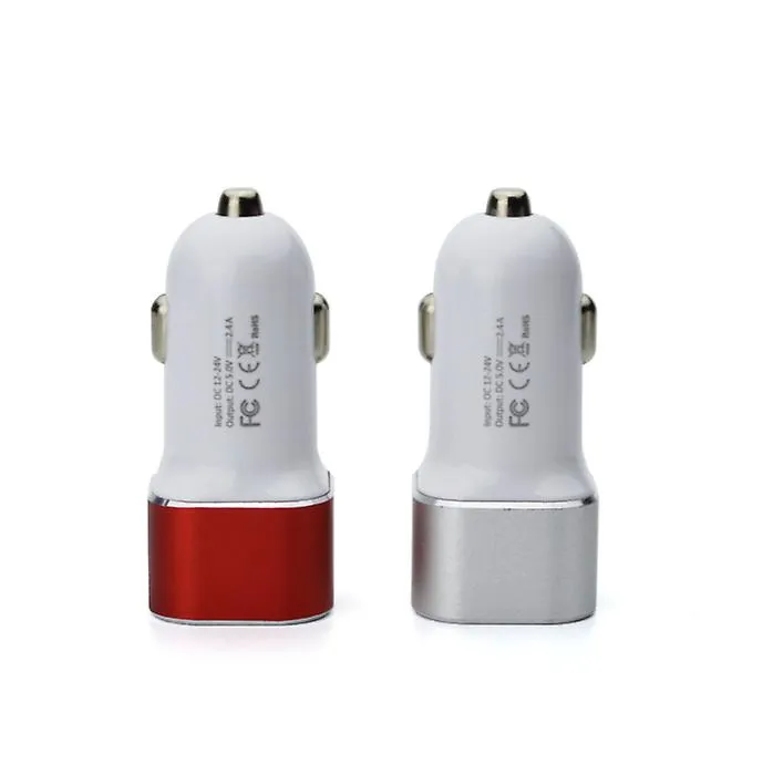 2Pcs red Quick Charge Car dual-port usb car charger, multi-function cigarette lighter AZ21942