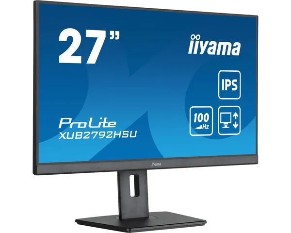 68,6Cm/27" (1920X1080) Iiyama Prolite Xub2792hsu-B6 16:9 Fhd Ips 100Hz 0,4Ms Hdmi Dp Pivot Vesa Speaker Black