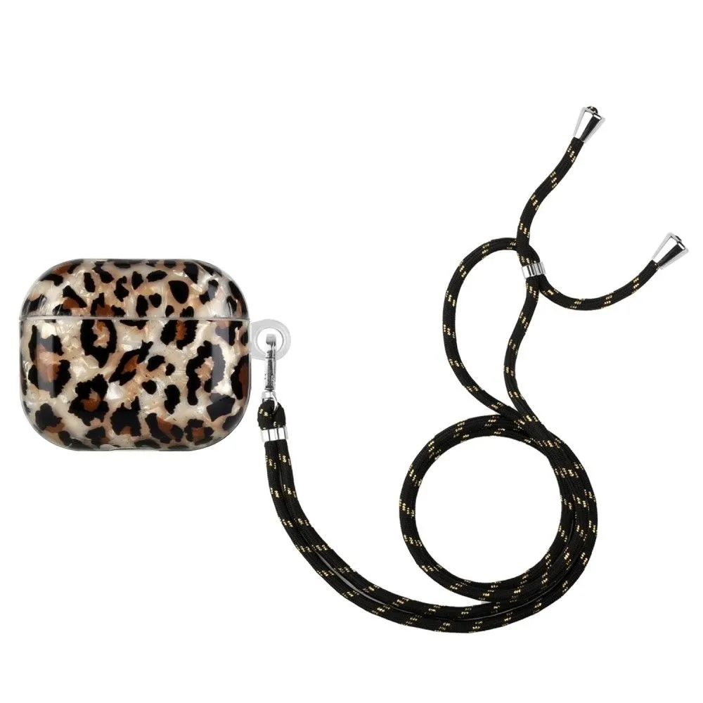 AirPods 3 pattern printing case with lanyard - Leopard