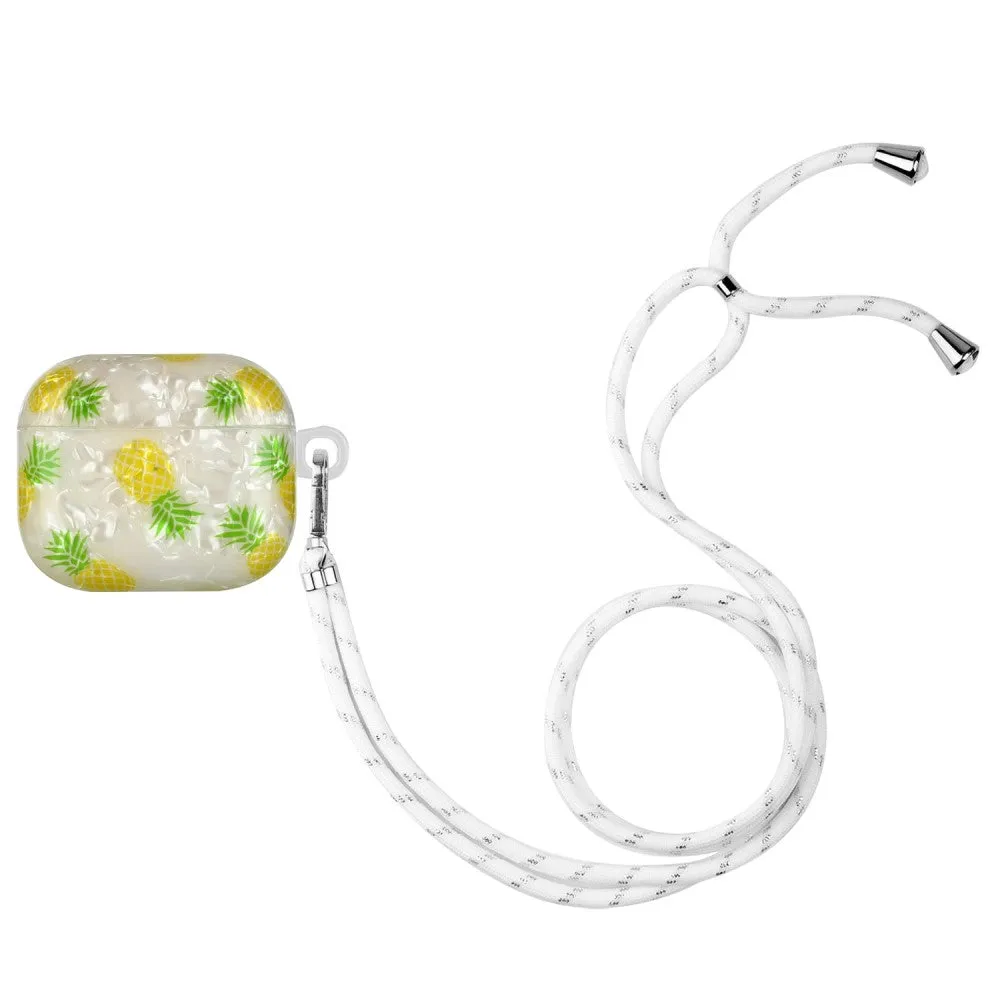 AirPods 3 pattern printing case with lanyard - Pineapple