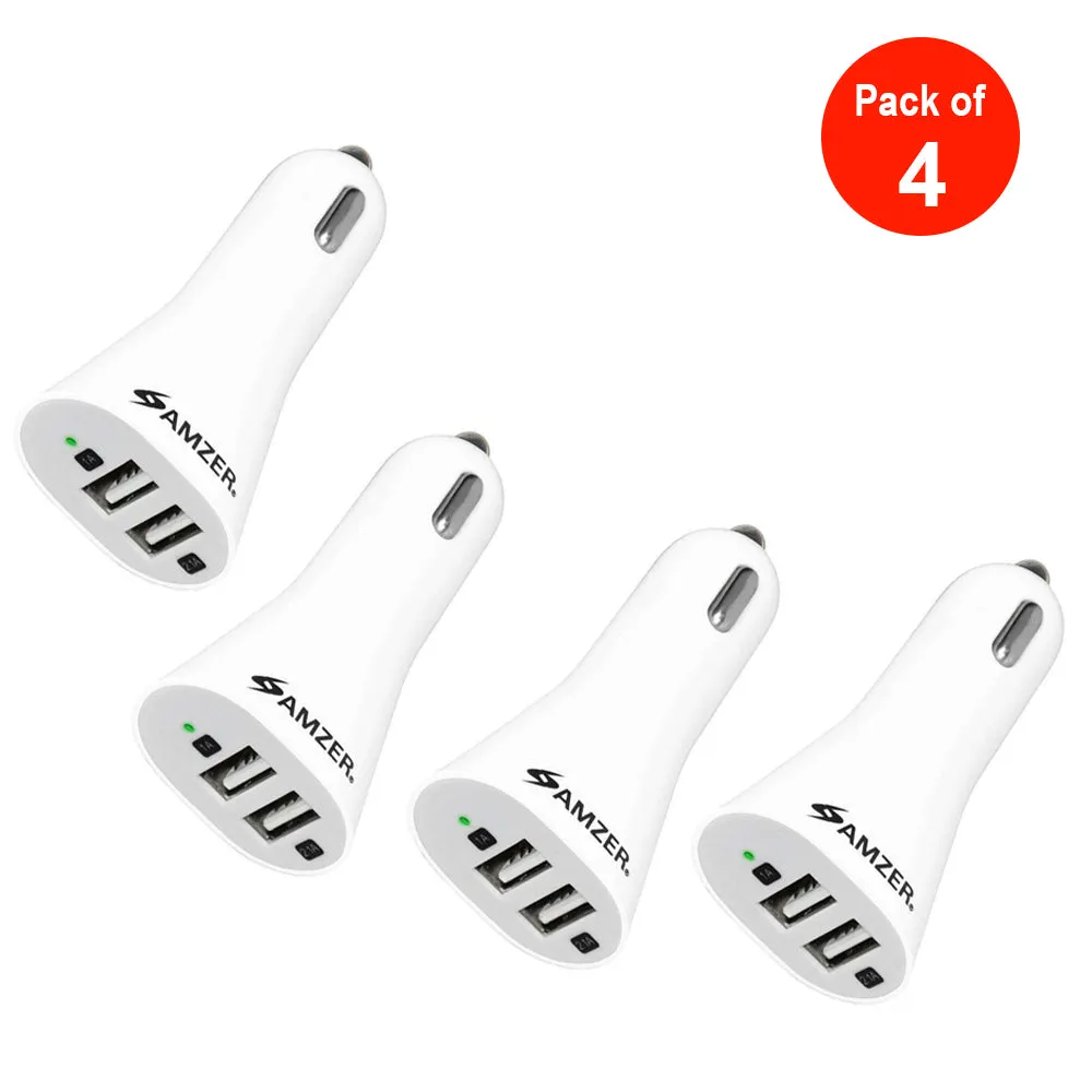 AMZER 2.1A/ 1A Dual USB 2 Port Handy Car Charger (White)