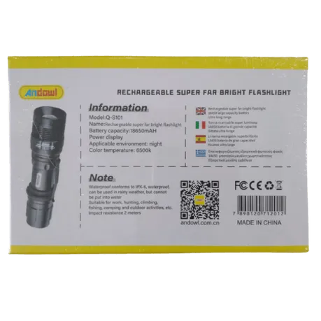 ANDOWL RECHARGEABLE NIGHT FLASHLIGHT:Q-5101