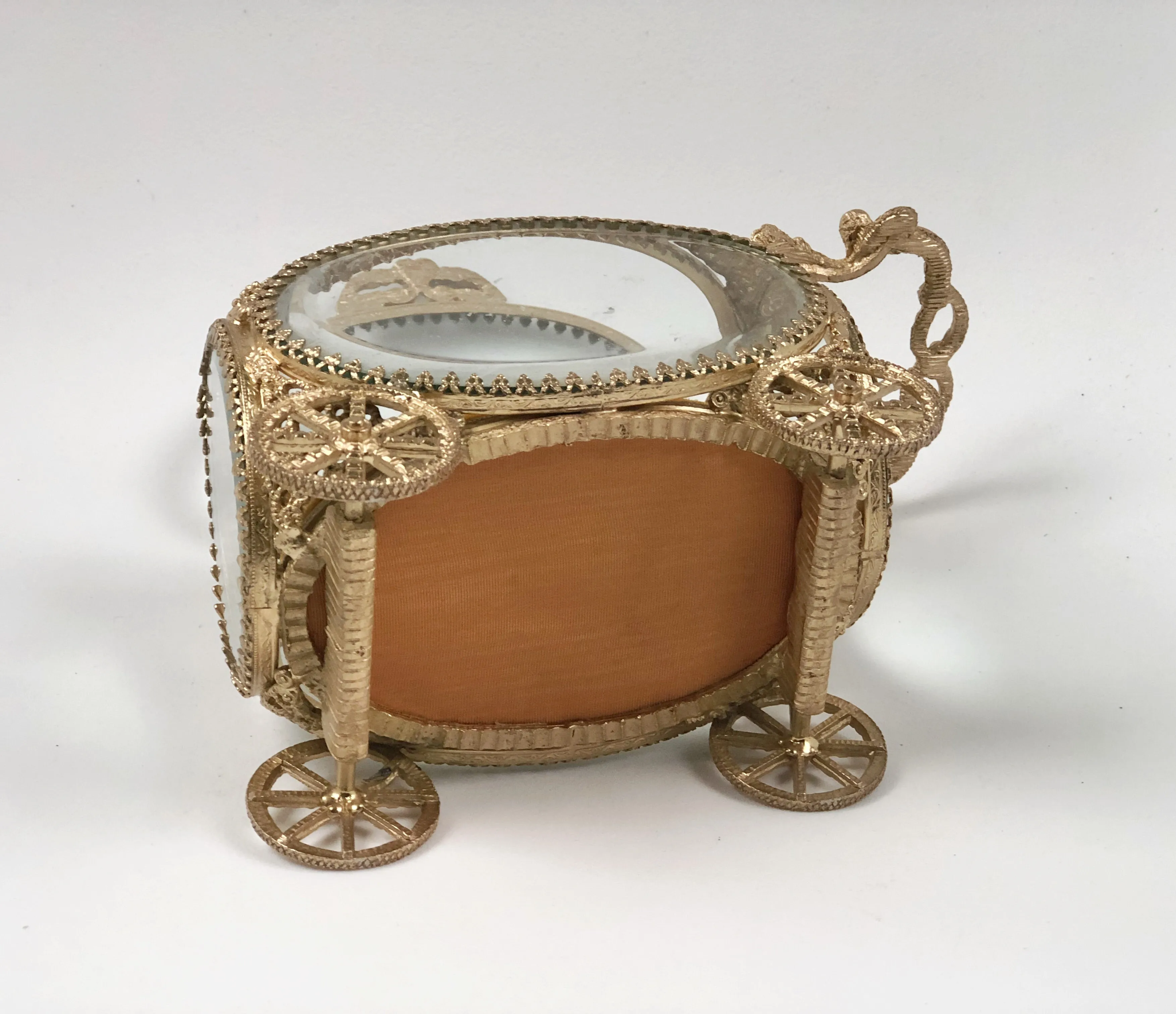 Antique Carriage Gold Filigree Jewelry Box