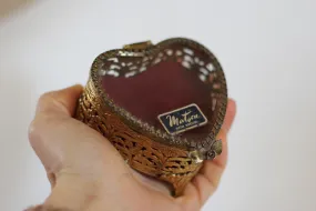 Antique Matson Heart Shaped Filigree Jewelry Box