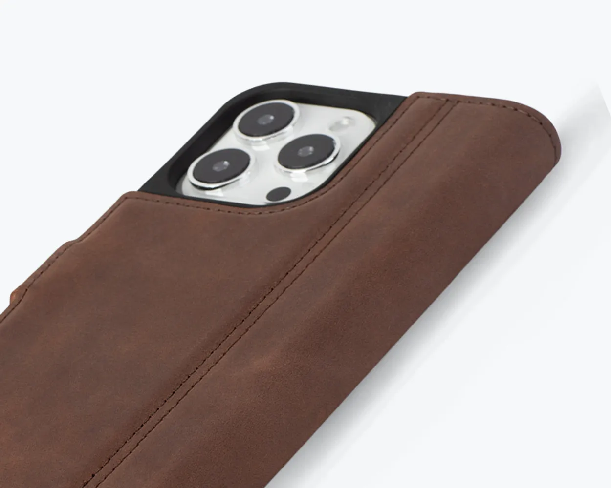 Apple iPhone 15 Pro Max - Vintage Leather Wallet (Side Clasp)