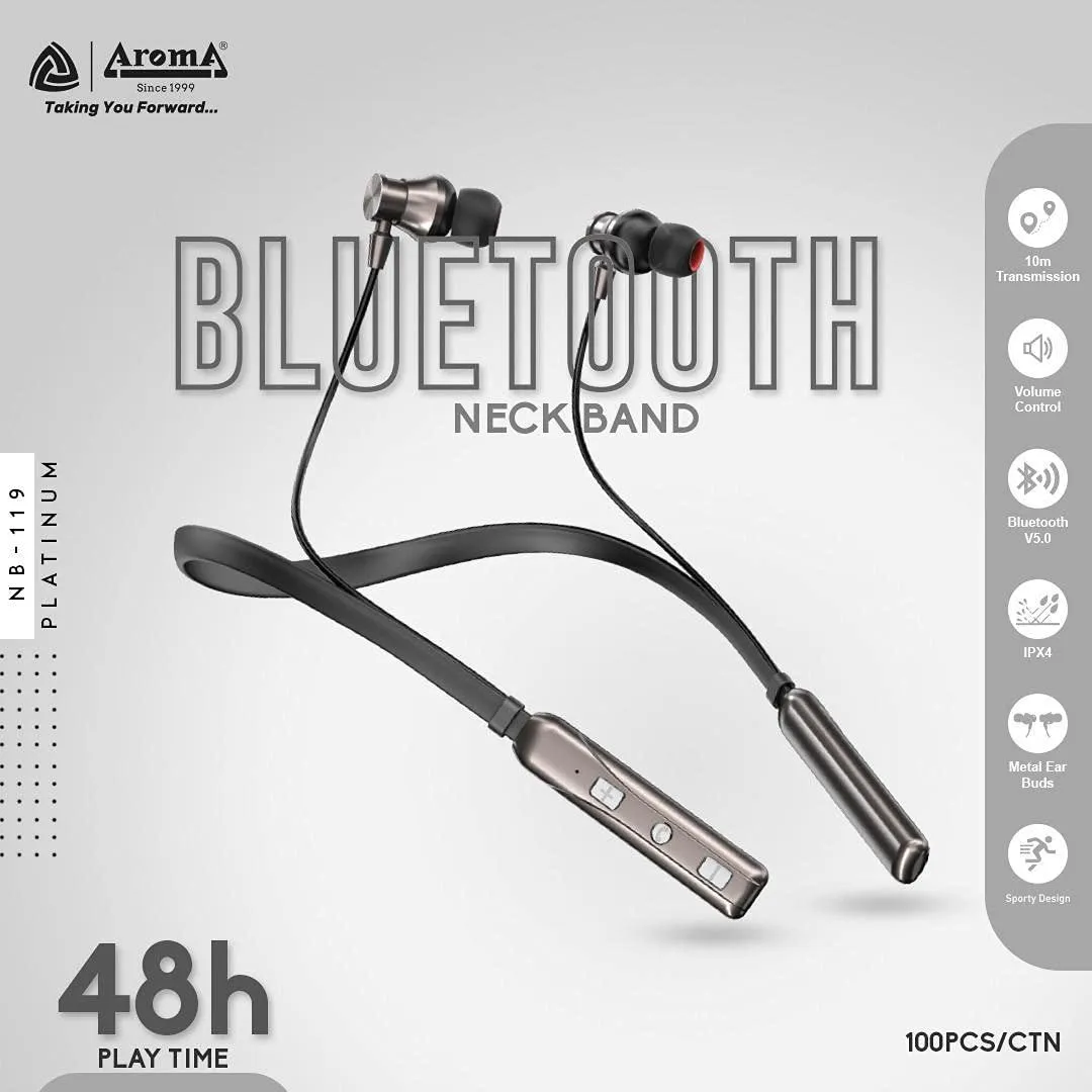 Aroma  NB-119 Platinum Yellow Series Bluetooth Neckband Headphones