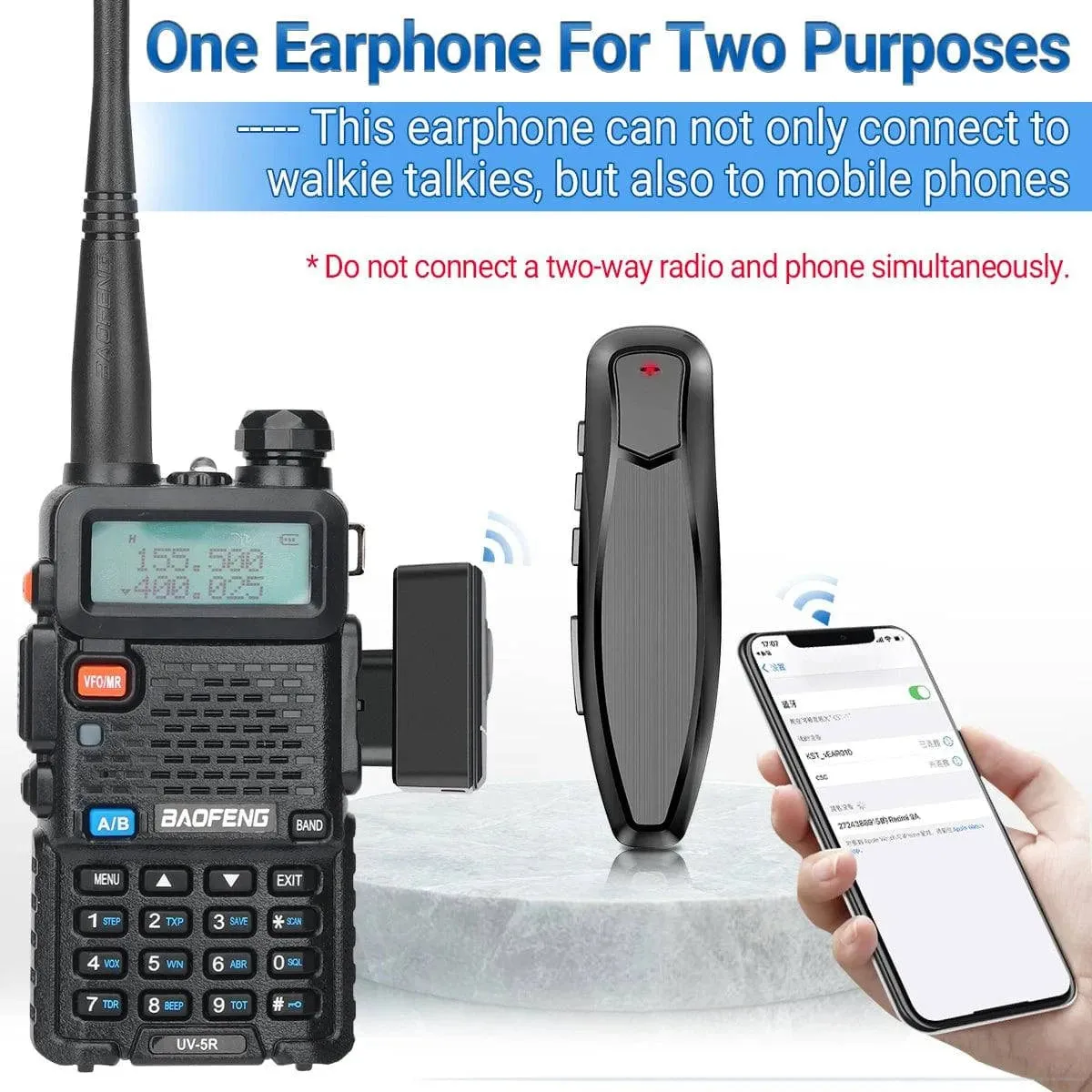 Baofeng Walkie Talkie Wireless Bluetooth PTT Headset Earpiece Hands-free K Plug For Kenwood Microphone Headset UV-5R BF-888S K5