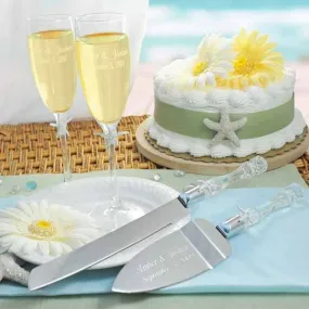 Beach Champagne Flutes and Cake Server Set