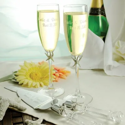 Beach Champagne Flutes and Cake Server Set