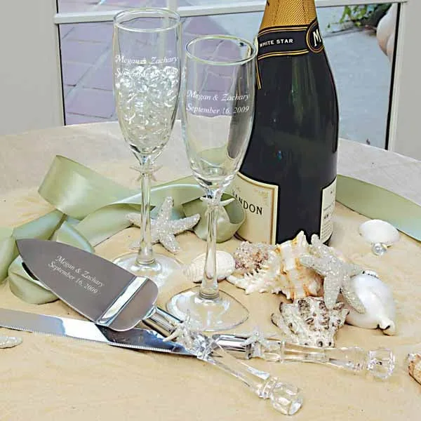 Beach Champagne Flutes and Cake Server Set