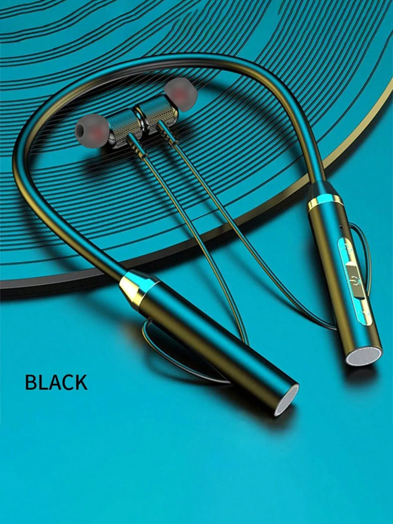 Black Original 9D Stereo Headphones With Noise Reduction Mic Wireless Neck Earphpne Earplugs