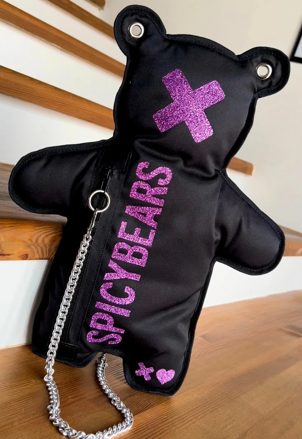 Black | Purple Glitter Bear Bag