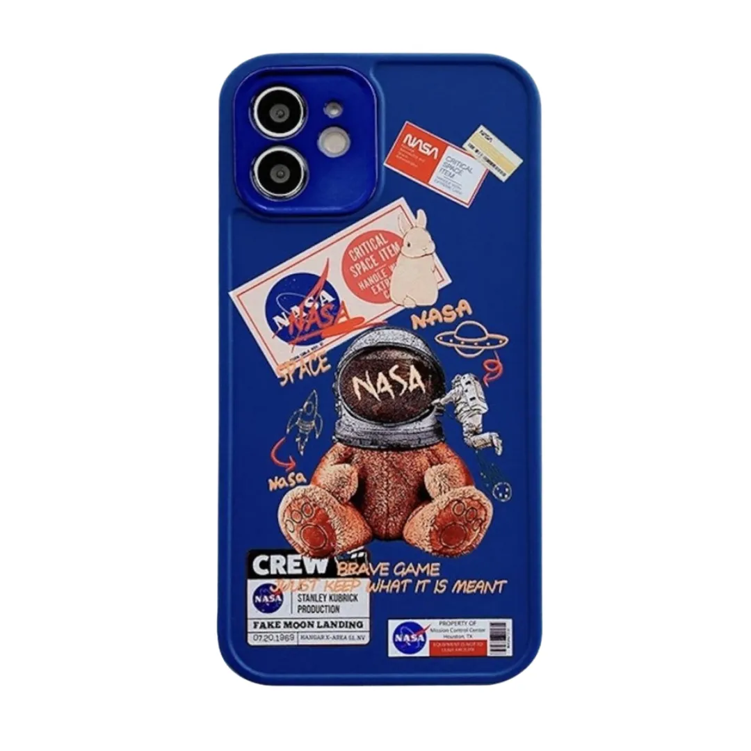 Blue Astronaut Bear iPhone Case