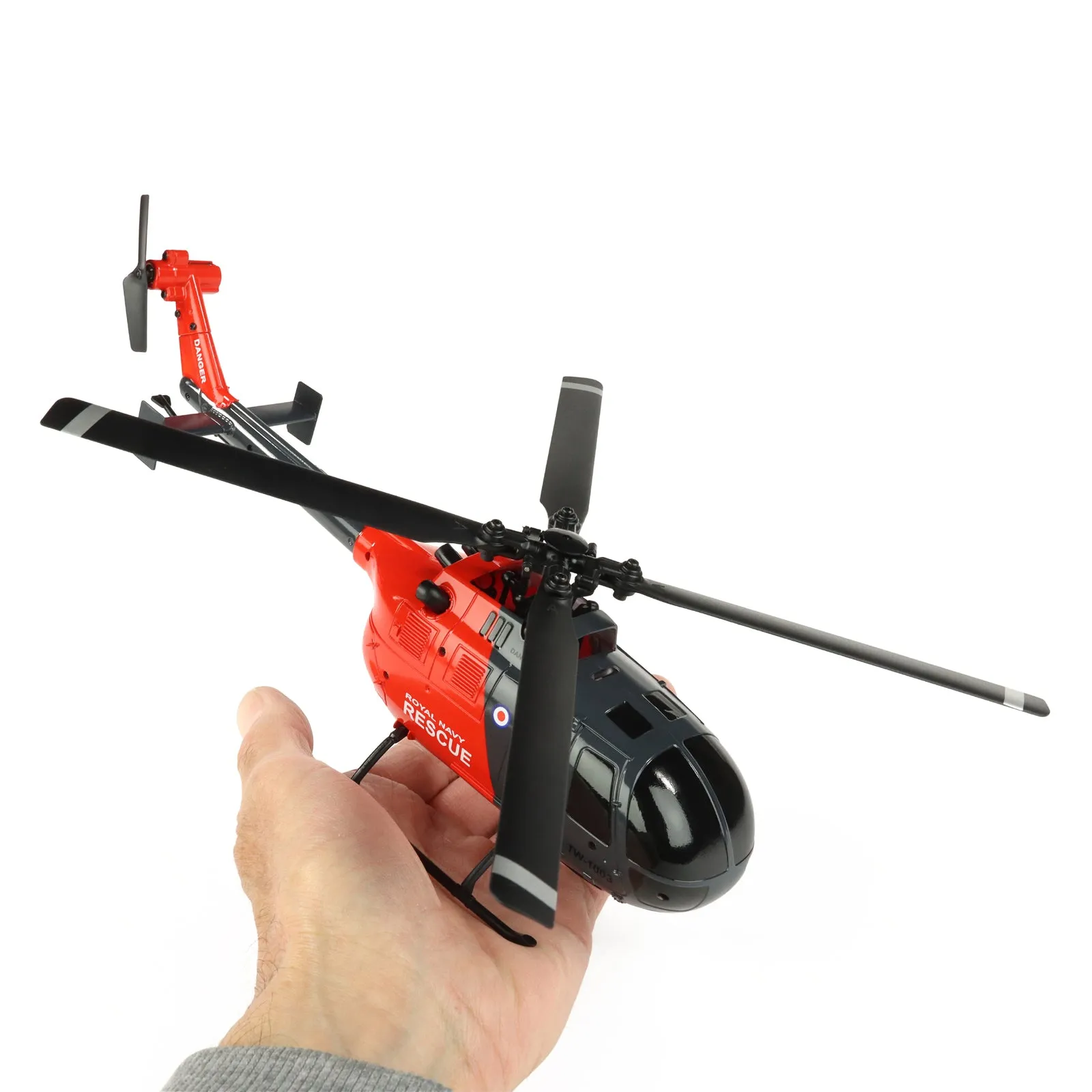 BO-105 Scale 250 Flybarless Helicopter with 6 Axis Stabilisation and Altitude Hold (Grey/Red)