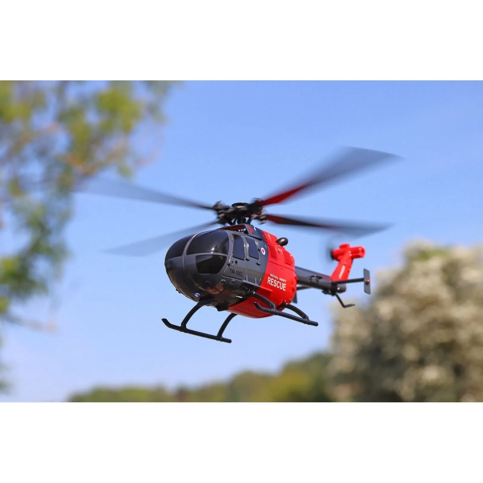 BO-105 Scale 250 Flybarless Helicopter with 6 Axis Stabilisation and Altitude Hold (Grey/Red)