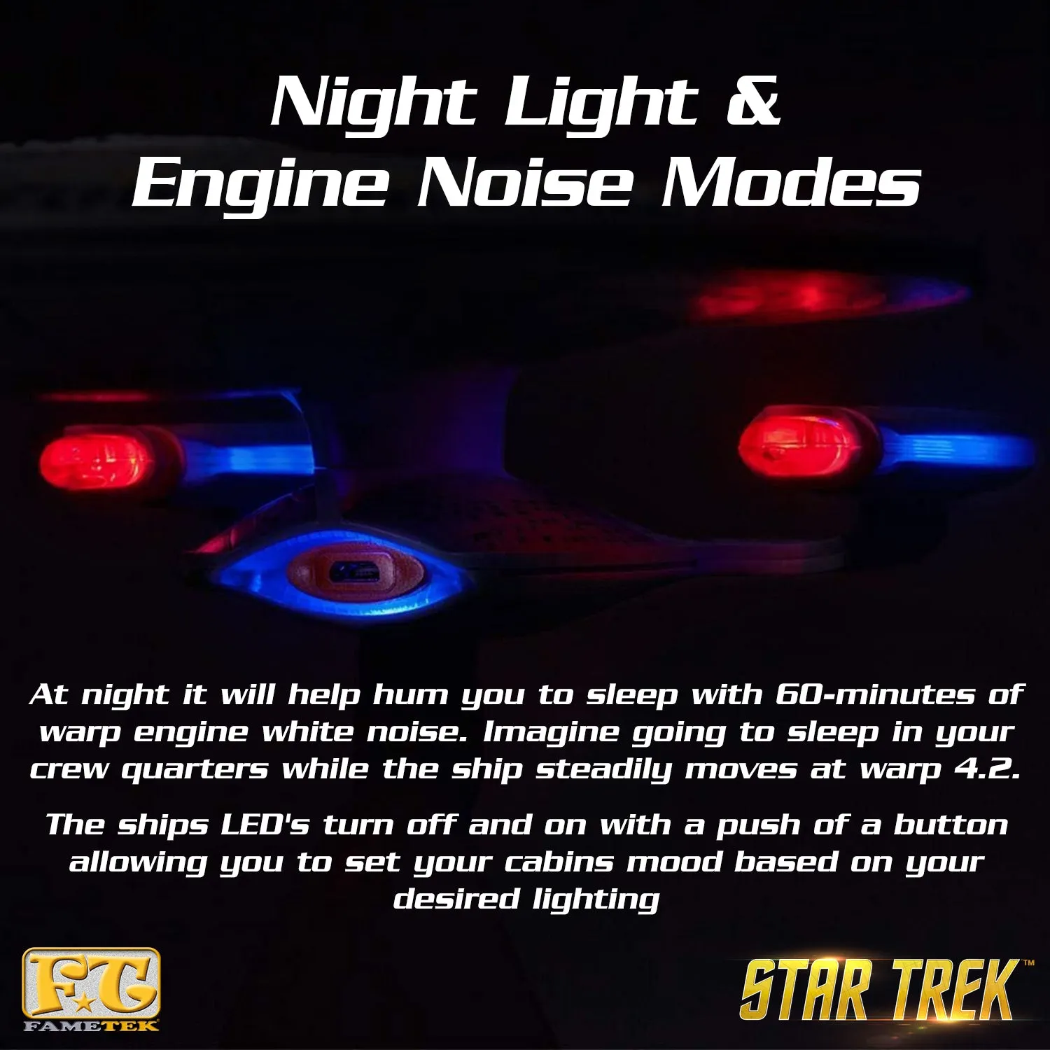 BUNDLE - Star Trek Enterprise 1701-D Bluetooth Speaker, with Enterprise Emblem Illuminated Logo Qi Charger