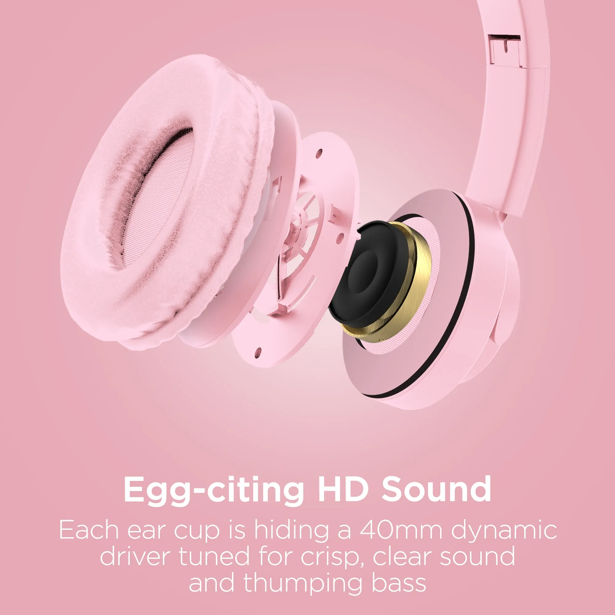 Bunny Tracks Wireless Light-Up Headphones | Pink