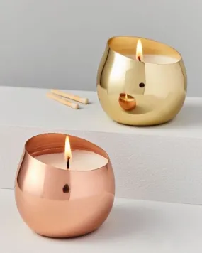 Candle rose  gold brass finish   server ware set of -2