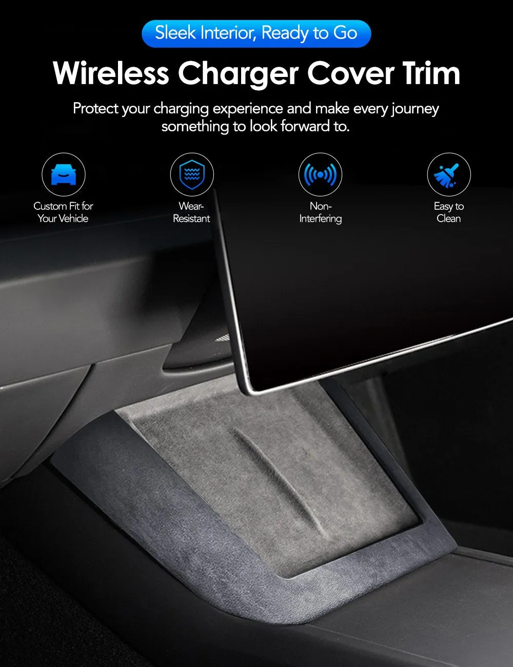 Center Console Wireless Charger Cover Trim for Tesla Model 3 Highland