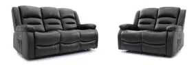 Chicago Electric Leather Recliner Sofa - Grey 3 2 Set