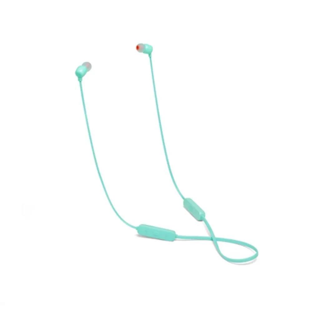 [CLEARANCE] JBL Tune 115BT In-Ear Bluetooth Earphones with In-Line Volume and Audio Remote Controls, Built-In Microphone, and Up to 8 Hours of Playtime - Coral, Gray, Teal