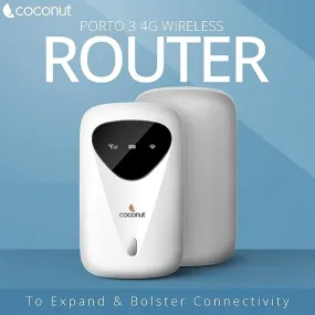 Coconut Porto 3 Wireless Router All SIM support 4G with long battery backup