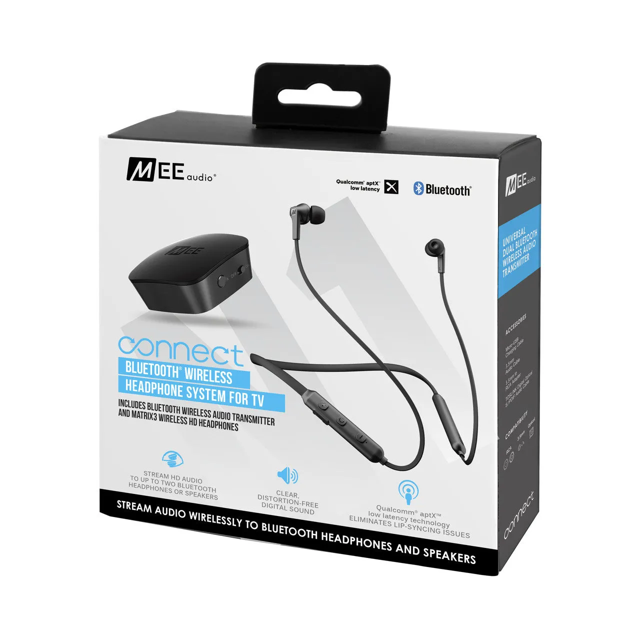 Connect T1N1 Wireless Headphone System for TV - Includes Bluetooth Transmitter and Neckband Headphones