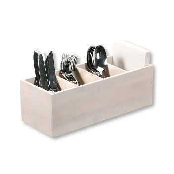 Cutlery Box - White  Bamboo