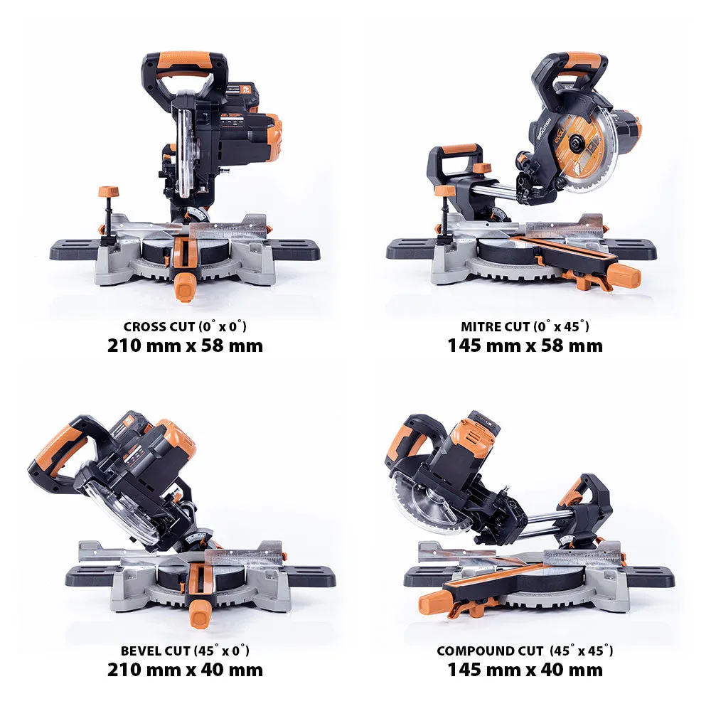 Evolution Cordless R185SMS-Li 185mm Sliding Mitre Saw & Evolution XL Rolling Mitre Saw Stand Bundle