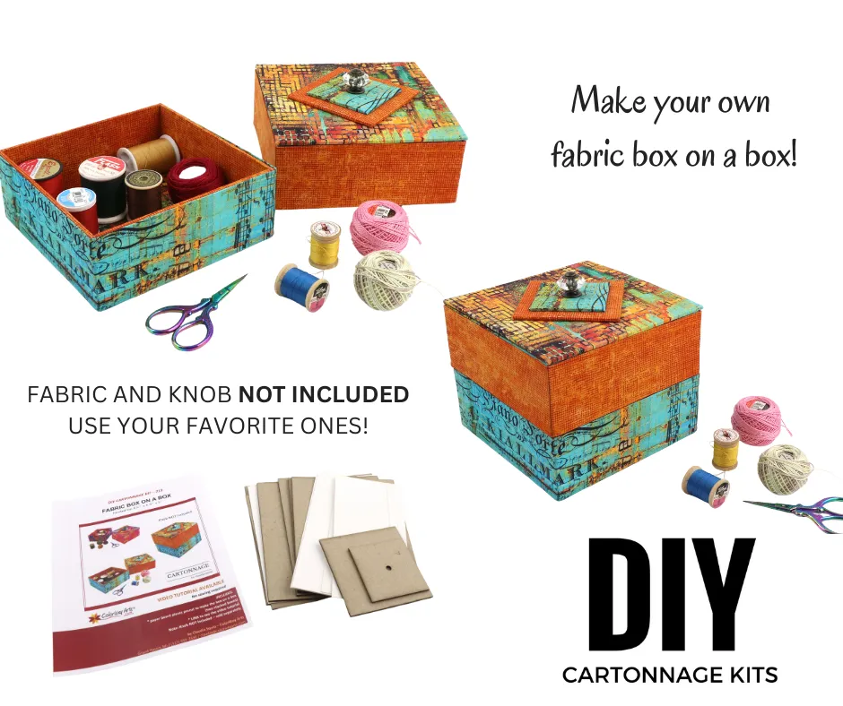 Fabric Box on a Box DIY kit, cartonnage kit 219