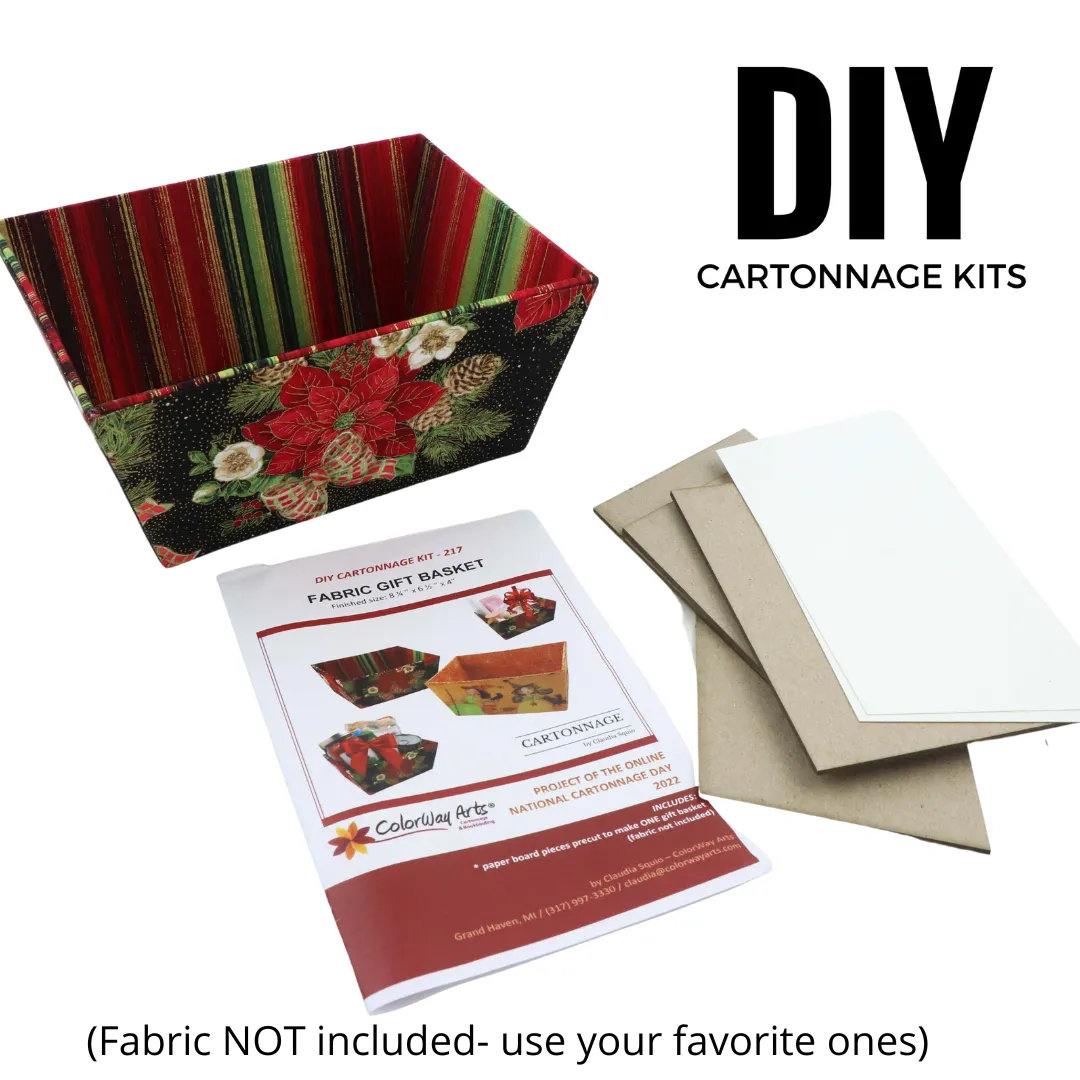 Fabric Gift Basket DIY kit, cartonnage kit 217