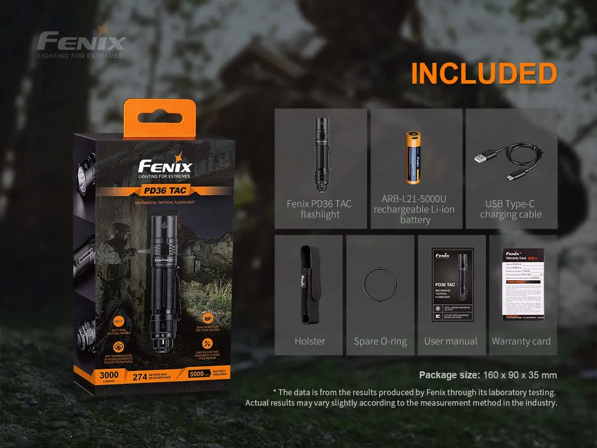 FENIX PD36 TAC 3000 LUMEN TACTICAL FLASHLIGHT