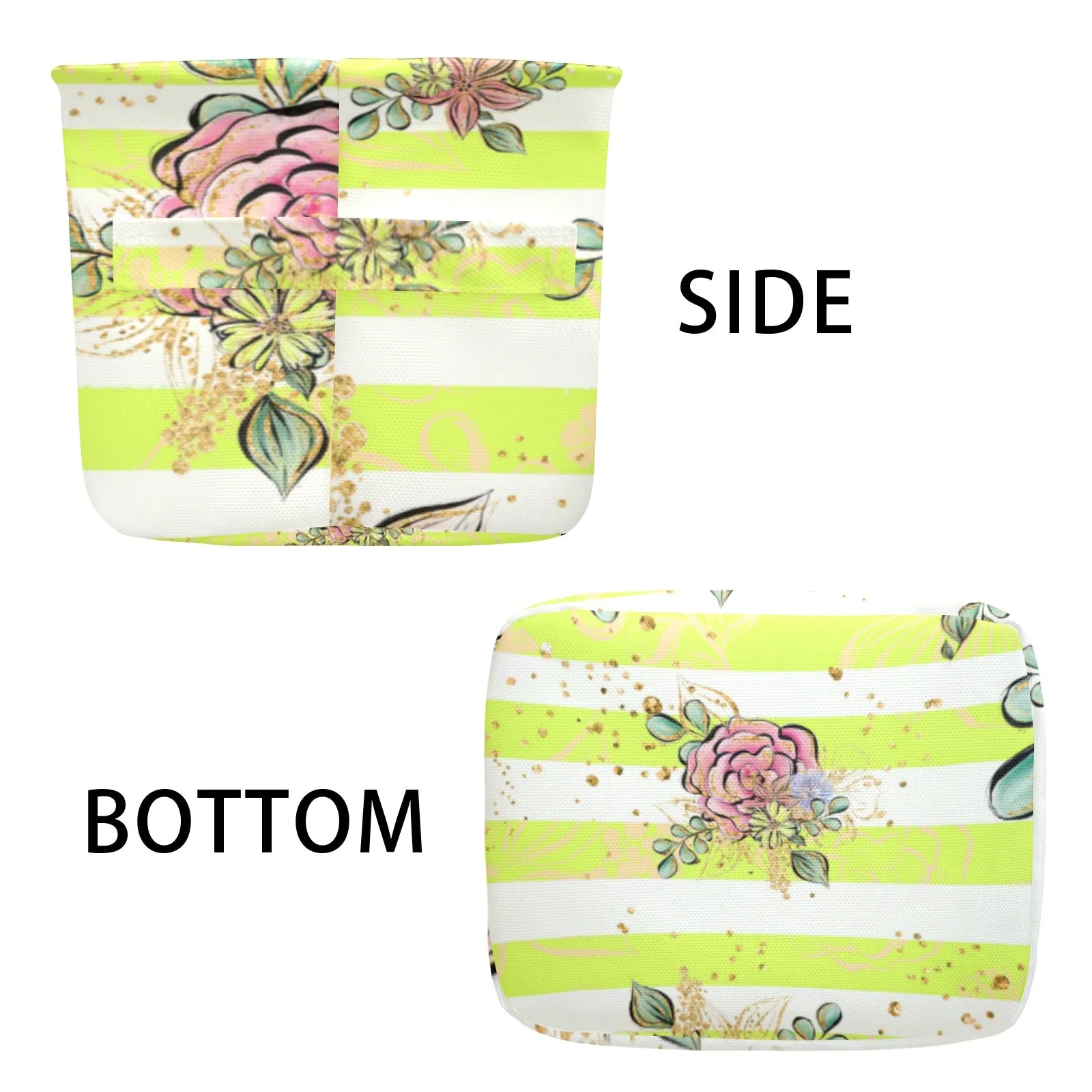 Floral Yellow Stripe Fabric Storage Basket