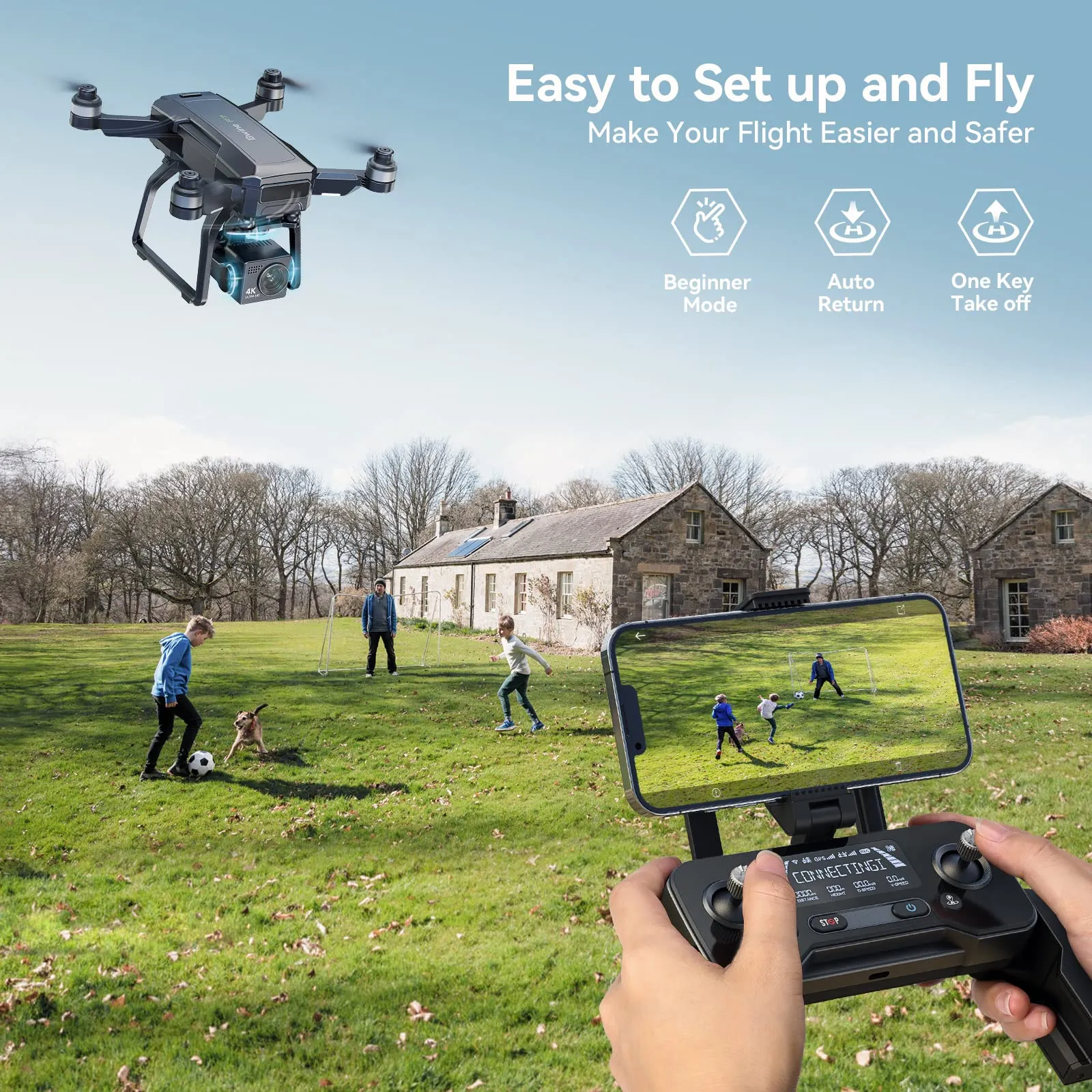 GPS Drones with Camera for Adults 4K Night Vision, 3-Aix Gimbal, 2Mile Long Range, 75Mins Flight Time Professional Drone with 3 Battery