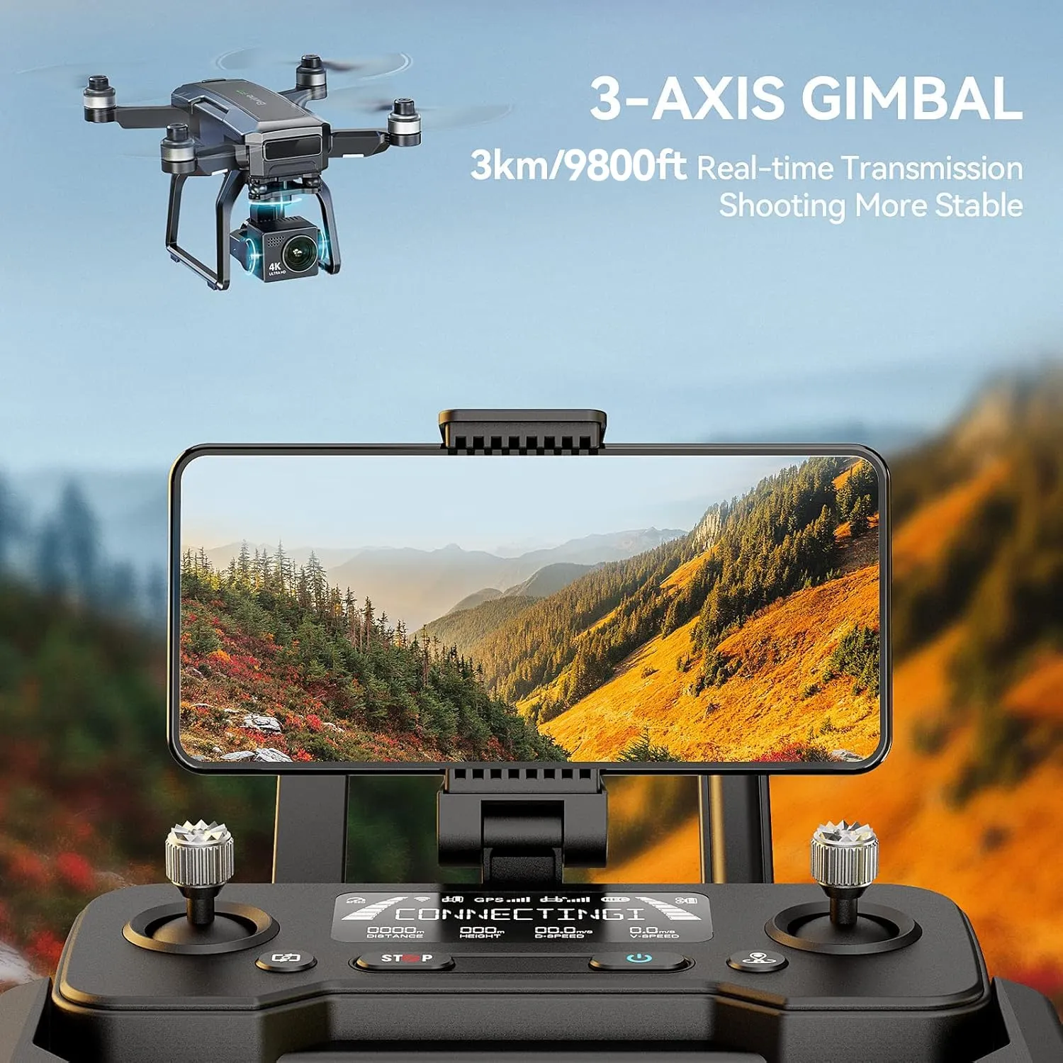 GPS Drones with Camera for Adults 4K Night Vision, 3-Aix Gimbal, 2Mile Long Range, 75Mins Flight Time Professional Drone with 3 Battery