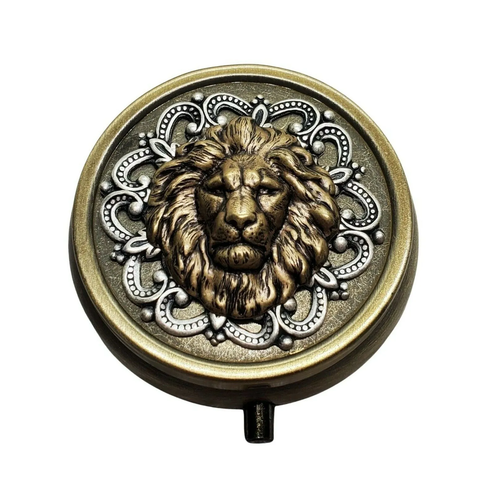 Handmade Bronze Lion Pill Box