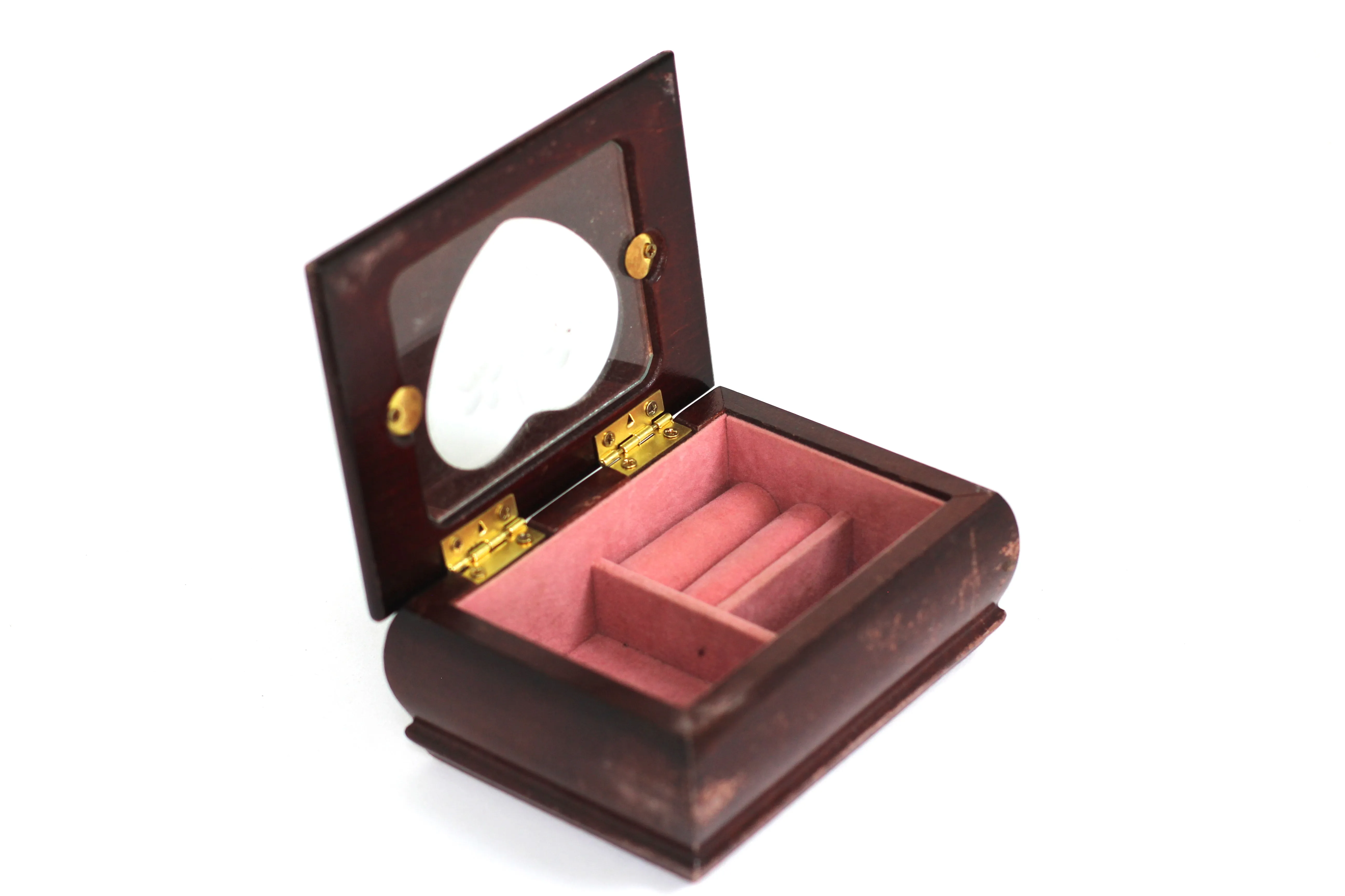 Heart Shaped Window Oak Wood Jewelry Box