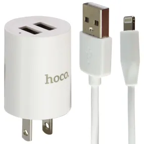 HoCo. (2.4-Amp) Dual USB Charger with Lightning 8-Pin USB Cable - White