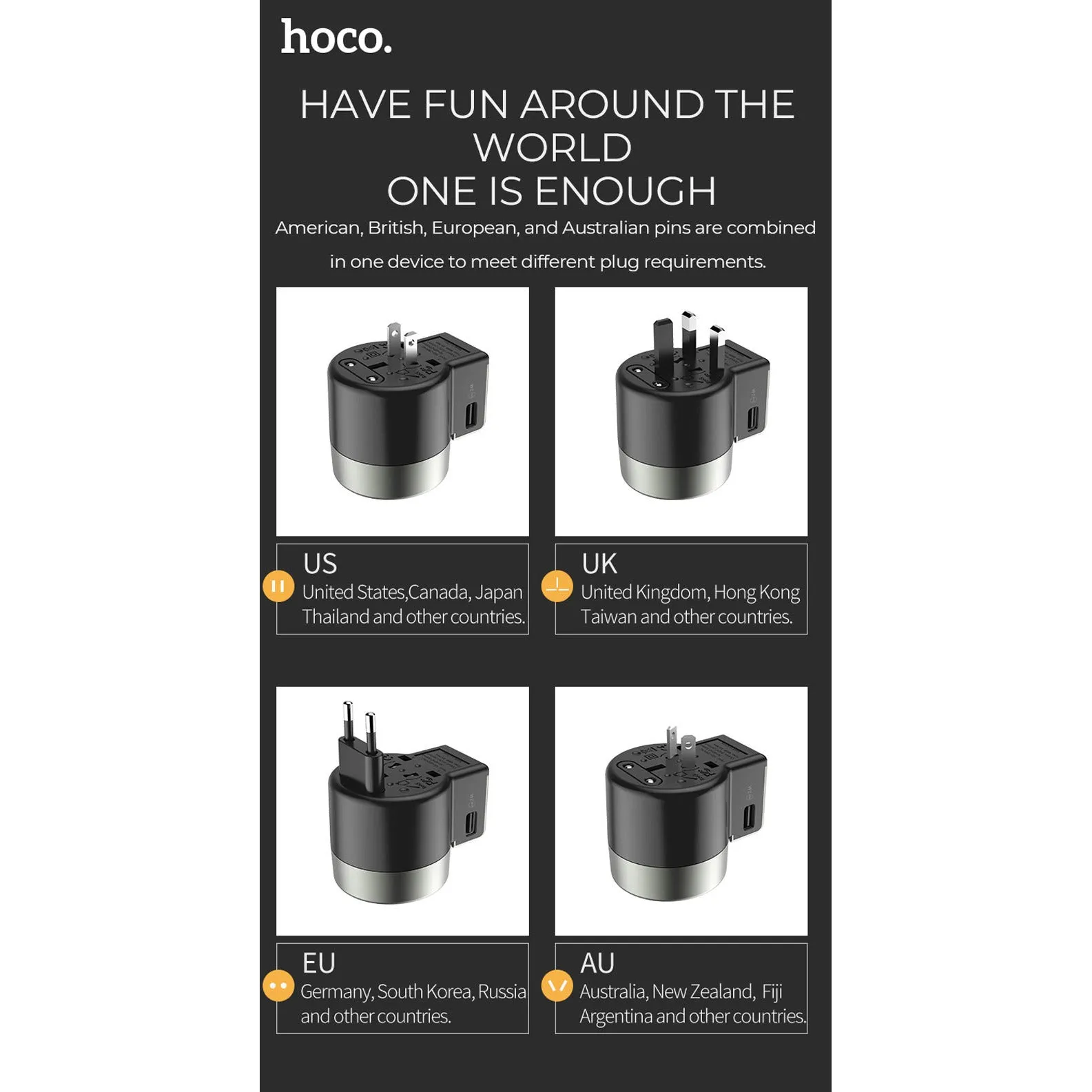 hoco. AC4 Dual Port Universal Travel Charger