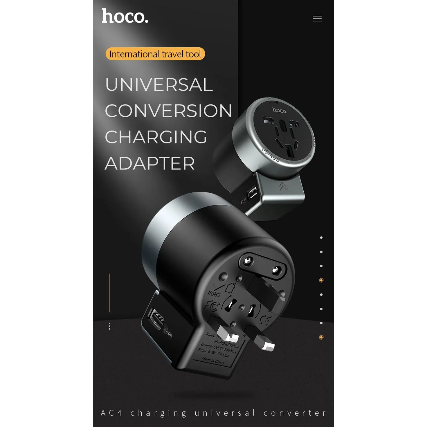 hoco. AC4 Dual Port Universal Travel Charger