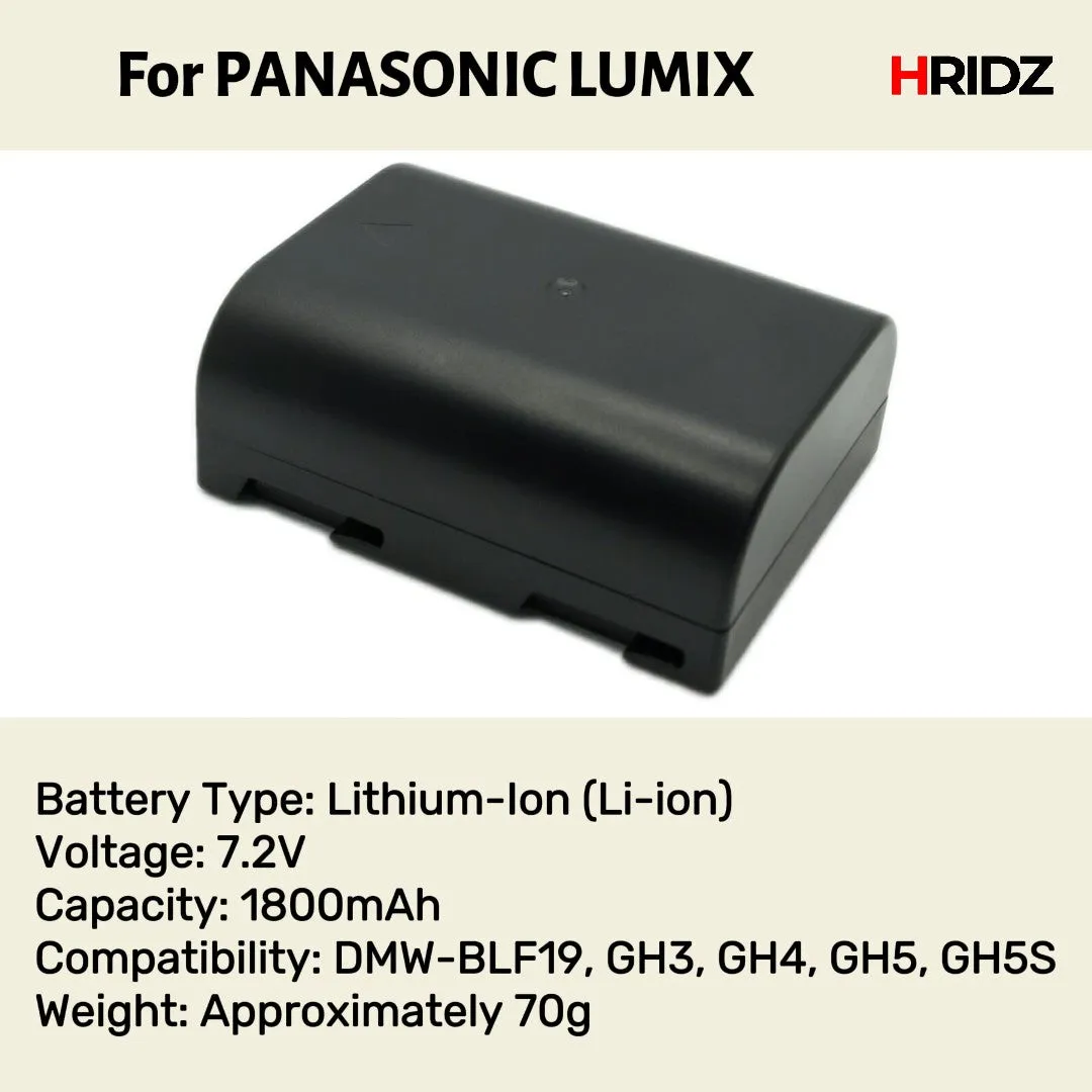 Hridz BLF19 Battery for Panasonic DMW-BLF19 G9 GH5s GH5 GH4 GH3