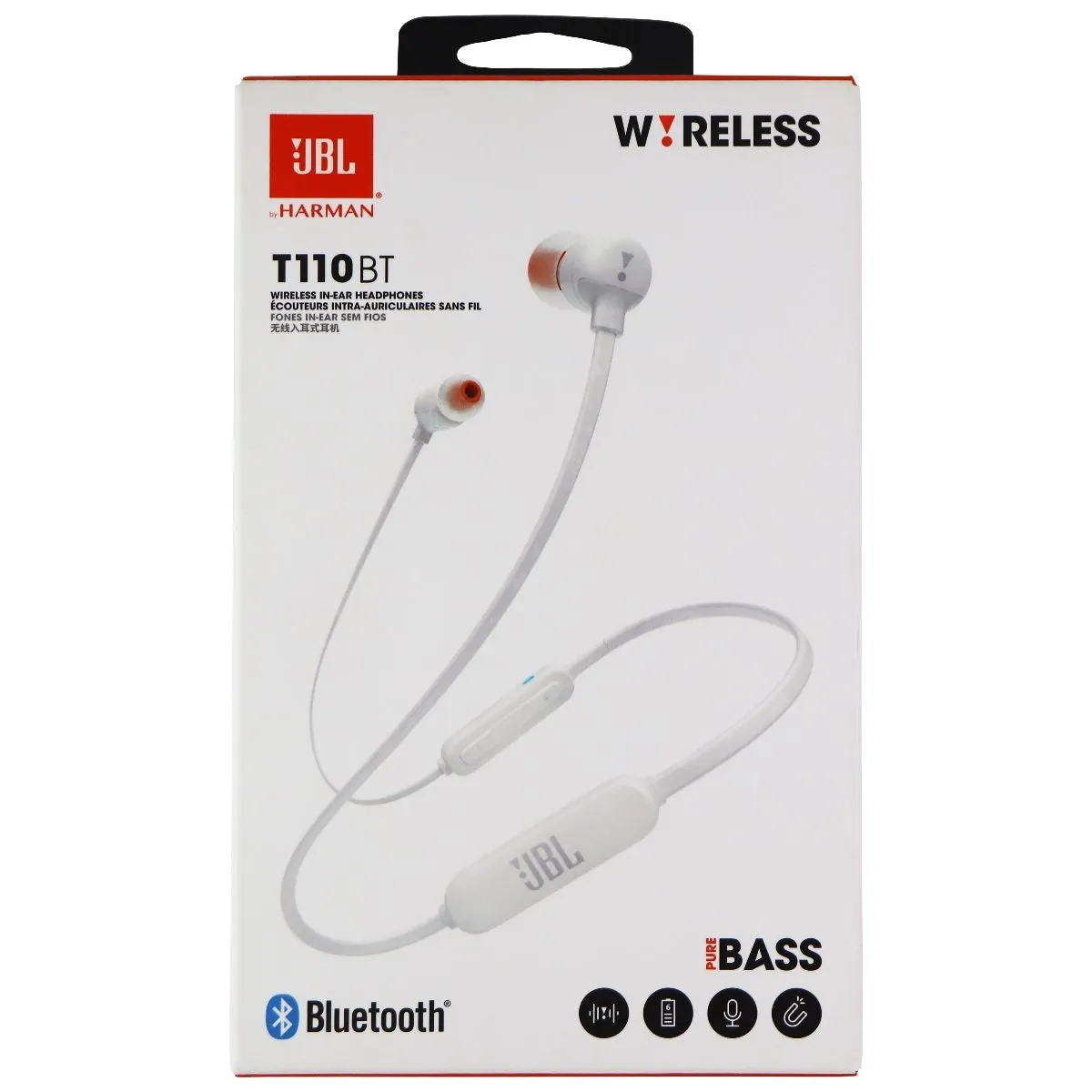 JBL T110BT Wireless In-Ear Neckband Headphones - White (JBLT110WHT)