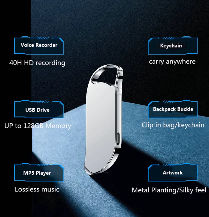 Keychain Digital Voice Recorder Voice Activated Recording for office use